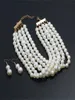 Wedding Jewelry Sets Multilayer imitation pearl beaded short necklace earring set 230313