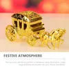 Presentförpackning 2st Golden Cart Shape Wedding Candy Boxes Plastic Art Adsmenments Party Favor