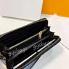 designer long wallet woman mens wallets card holder Rectangular purse purses fashion handbag clutch Cowhide Leather Gold Black Letters TOP