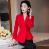 Damskie garnitury Blazers Koreańskie wiosenne kobiety Formalne kobiety Czerwone Blazer Kobiety z zestawami Work Wear Office Mundlid Large Size Pants Kurtka 230313