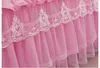 Bed Skirt Pink Lace Ruffle Princess Bedding Bed Skirt Pillowcases Solid Color Mattress Cover Bedspreads Sheet Home Textile 230314