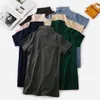 Damskie bluzki damskie bawełniane mody koszuli solidne luźne topy z krótkim rękawem golf podstawowe koszule - 11 kolorów
