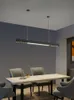 Minimalistisk matsal Chandelier Nordic Modern Kitchen Island Table Led Lamp Office utan huvudlampa ett ord Lång ljuskrona 2023