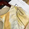 Sukienki imprezowe QHZ Spring/Summer Designer Moda Sukienka Latarnia dla kobiet ręcznie malowana żółta pusta zabytkowa impreza Slim Midi Sukienka 230314