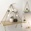 Decorative Objects Figurines Shelves Premium Wood Swing Hanging Rope Wall Mounted Floating Plant Flower Pot Tray Nordic Home Decoration 230314