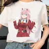 Camisetas femininas 2023 Código de verão preto e branco de verão 02 Darling in the Franxx Padrão Impresso Round Necue All-Match Teen T-shirt