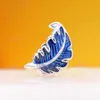 925 Sterling Silver Blue Curved Feather Bead si adatta ai braccialetti con ciondoli stile Pandora di gioielli europei