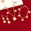 Set di gioielli da sposa Bracciale Collana Orecchini Set Germania Spagna Francia Moneta Denaro Segno Donna 24k Colore oro Riempito Arabo Africa Europa Gioielli 230313