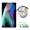 Synthetic Hair Extensions 50Cm Single Clip In One Piece Luminous Glowing Ombre Hairpieces For Women Girl Hairs With Clips Drop Deliv Dh1Hl