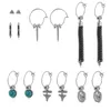 Hoop oorbellen Punk 7 Paren Pack Set Brincos Gemengd voor vrouwelijke zilveren kleuren met stenen ketting Fashion sieraden Groothandel