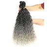 Synthetic Wigs Fashion Idol Water Wave Fake Hair Bundles with Closure 20inch Weave Synthetic Ombre Silver Grey Curly Fiber 230227