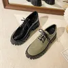 Kledingschoenen lente solide vrouw platform loafers octrooi lederen vrouwen dikke hakken mode casual dames buiten 2023