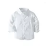 Kläder sätter barn baby pojkar gentleman kläder set 2 stiger långärmad enkelbröst skjorta fluga casual byxor 1-7 år