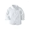 Ensembles de vêtements enfants bébé garçons Gentleman ensemble de vêtements 2 pièces solide à manches longues simple boutonnage chemise nœud papillon pantalons décontractés 1-7 ans