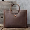 Briefcases Retro Men Briefcase Minimalist Natural Genuine Leather Laptop Handbag Business Simple A4 File Package