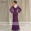 Abiti da festa Lakshmigown Viola manica lunga sirena Madre del vestito da sposa Vestidos de Boda Invitada Abiti da donna eleganti da festa 230314