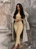 Kobiety Jumpsuits Rompers Hugcitar Long Rleeve Solid Turtleeck chudy bodycon kombinezon jesienna zima kobiety mody streetwear swobodny romper 230314