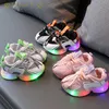 Flat shoes 2022 Children LED Girls Lighted Glowing Shoes for Kid Boys Baby Sneakers with Luminous Sole P230314