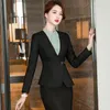 Vestido de duas peças feminino formal saia ternos de blazer e jaqueta preto