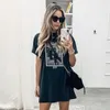 T-shirt da donna Leopard Graphic Lavaggi T-shirt lunga sbiadita Donna Estate Cotone Vintage T-shirt Top Femme Camicie Camicia ampia Tshirt 230314