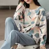 Women's Sleepwear Women's Cotton Pajamas Big Size Sleepwear Sets Woman 2 Pieces Pajamas Spring Autumn Female Couples Loungewear Suit Home Clothes 230314