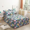 Bed Skirt Solid Color Print Lotus Leaf Lace Bed Skirts Princess Style Bedspread Bed Cover Non-Slip Sheets Without Pillowcase 230314