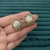 925 Silber Brandbuchstaben Stud Geometrische Klassiker berühmte Hoop -Ohrringe für Damen Kristall -Strass -Perlen Ohrring Ohrringe für Frauen Schmuck