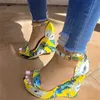 Gai sexy meninas verão design festa sapatos de salto alto fivela tornozelo cinta mulheres flores sandálias dedo do pé aberto 230314