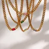 Anhänger Halsketten 65mm Kubanische Kette Rechteck Zirkon Halskette Vergoldet Edelstahl Choker Für Frau Schmuck 230313