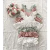 Clothing Sets Sumemr born Baby Girl Clothes Set 2pcs Solid Lace Ruffles Sleeve Backless Tops DressLayered Tutu Shorts Cotton Linen Outfits 230313