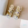 Robe chaussures printemps fleur semelle souple sandales talons épais en cuir femmes solide bride à la cheville Zapatillas Mujer bout carré femme pompes