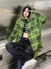 Kvinnors blusar mafokuwz plädskjorta män långärmad topp high street unisex trend vintage punk blus nisch hong kong stil lösa par