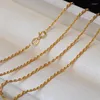 Chains UNICE Pure 18K Yellow Gold Trendy Simple Fine Jewelry AU750 Rope Chain Necklaces For Women Girl Party Gift Various Lengths