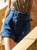 Shorts Feminino Jyate Jeans de cintura alta 2023 Summer Denim Streetwear Bottoms Blue Aline Pants 230314