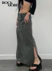 Юбки Рокмор Хараджуку Slit Cargo Long Y2K низкая талия Maxi Women's Anklelength Enklelength 2000 -х