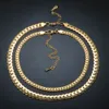 Wedding Jewelry Sets ZMFashion Retro Overlapping Braided Thick Chain Snake Bone Necklace Bracelet Set For Women Men Stainless Steel Jewelry 230313
