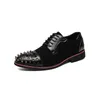 Chaussures en cuir pour hommes, rivets originaux faits à la main, Style Punk, chaussures de luxe de styliste, mocassins pointus noirs