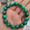 Dekorativa figurer 12mm naturlig grön malachite rund ädelsten pärlor stretchig armband gåva