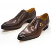 Luxe en cuir hommes chaussures habillées bureau affaires mariage chaussures formelles marron noir à lacets boucle bout pointu Oxford chaussures pour hommes