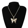 Choker Bling Pink White Crystal Butterfly Pendant Halsband för kvinnor Girls 2023 Rock Fashion Animal Rhinestone Party Jewelry