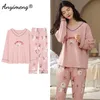 Pijama para mulheres do sono feminino 5xl para mulheres Pijama de inverno de outono Conjunto de impressão floral elegante para dormir algodão Pijama Conjunto Lady Loungewear 230314