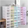 Storage Boxes Bins 30Pcs Shoe Set Mticolor Foldable Plastic Clear Home Shoes Rack Organizer Stack Display Box Drop Delivery Garden Dh7Nw