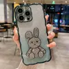 Cute Rabbit Bling Diamond Cases For Iphone 14 Pro Max Plus 13 12 11 XR XS X 8 7 Plating Metallic Chromed Plated Luxury Glitter Wave Gradient Sparkle Soft TPU Phone Covers