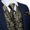 Kamizelki męskie luksusowe kamizelki męskie Paisley Gray Chaleco Hombre Bowtie kieszonkowy zestaw Kietla