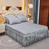 Säng kjol dekorativ spets rufsad sängkläder non glid sängkläder 230410
