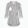 Maternity Tops Tees Clothes Blouses Shirts Long Sleeve Striped Nursing Blouse For Breastfeeding Women T shirt 230313