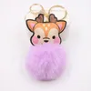 Chave Sika Deer Pompom Keychain Pom Pom Chave -Chave Bola de Peles Pompon Pompon Porte Clef Fluffy Leather Key Ring Acessórios Jóias