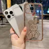 Cute Rabbit Bling Diamond Cases For Iphone 14 Pro Max Plus 13 12 11 XR XS X 8 7 Plating Metallic Chromed Plated Luxury Glitter Wave Gradient Sparkle Soft TPU Phone Covers