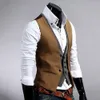 Mens Vests Drop!! Men Fake Twopieces V Neck Sleeveless Button Pocket Slim Fit Waistcoat Jacket 230313
