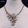 Halsband örhängen set chran utsökt guld färg droppe kristall bröllop smycken charm djur påfågel design kvinnliga damer gåva